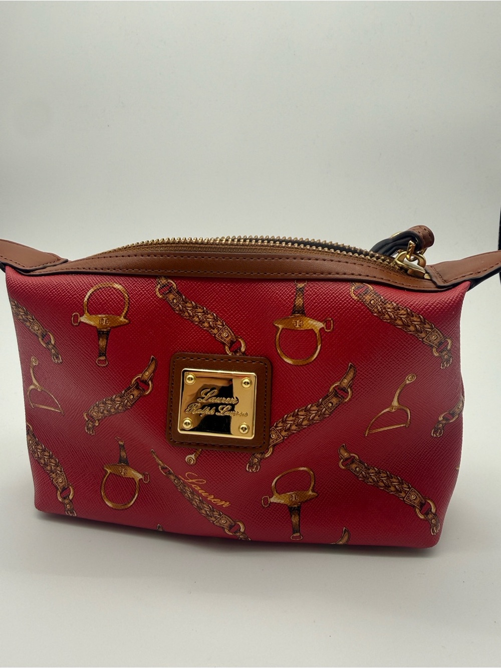 Vintage Lauren Ralph Lauren Red Equestrian Wristlet Y2K Equestrian print